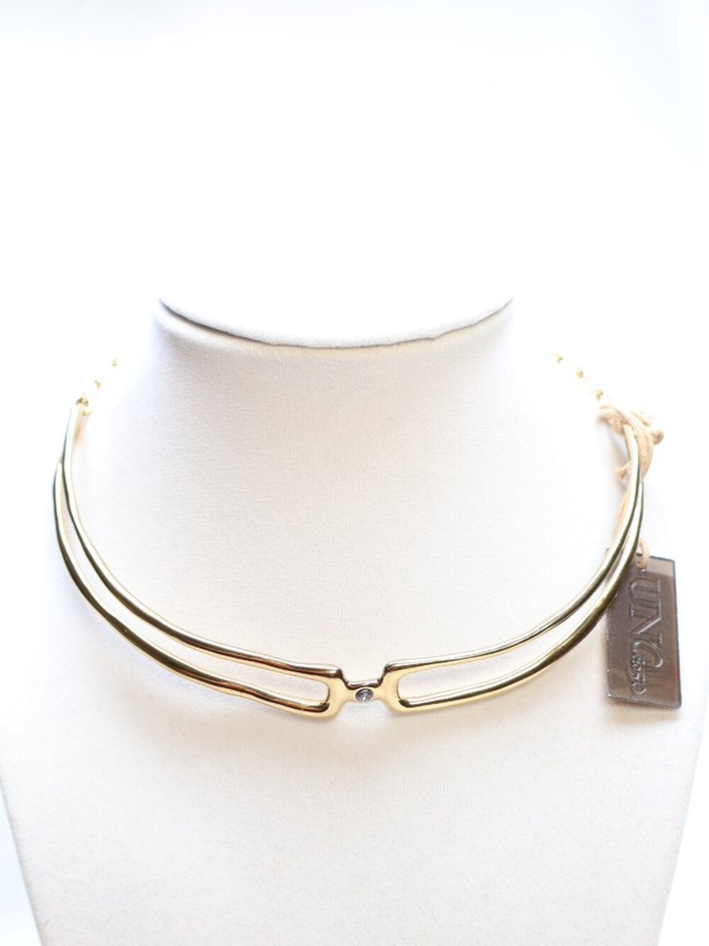 Uno de 50 Gold Tone Clear Crystal Collar Necklace $325